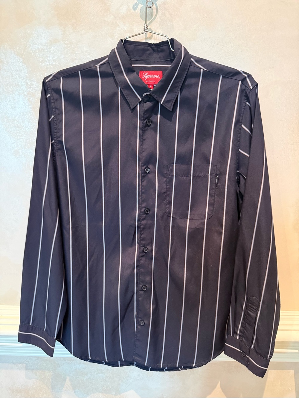 Supreme Black Vertical-Stripe Button-Down Shirt